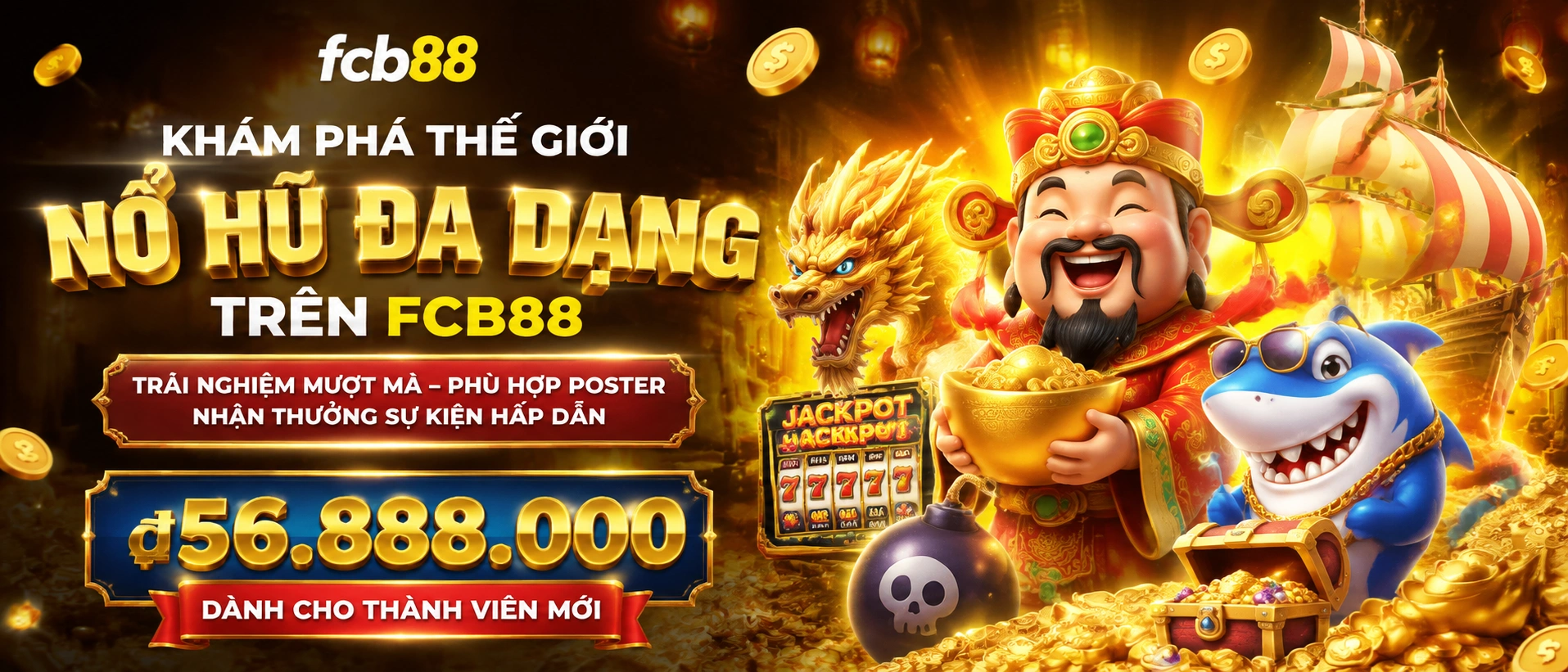 Giao diện Nổ Hũ trên fcb88.com.bz với danh mục game rõ ràng
